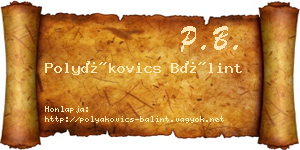 Polyákovics Bálint névjegykártya